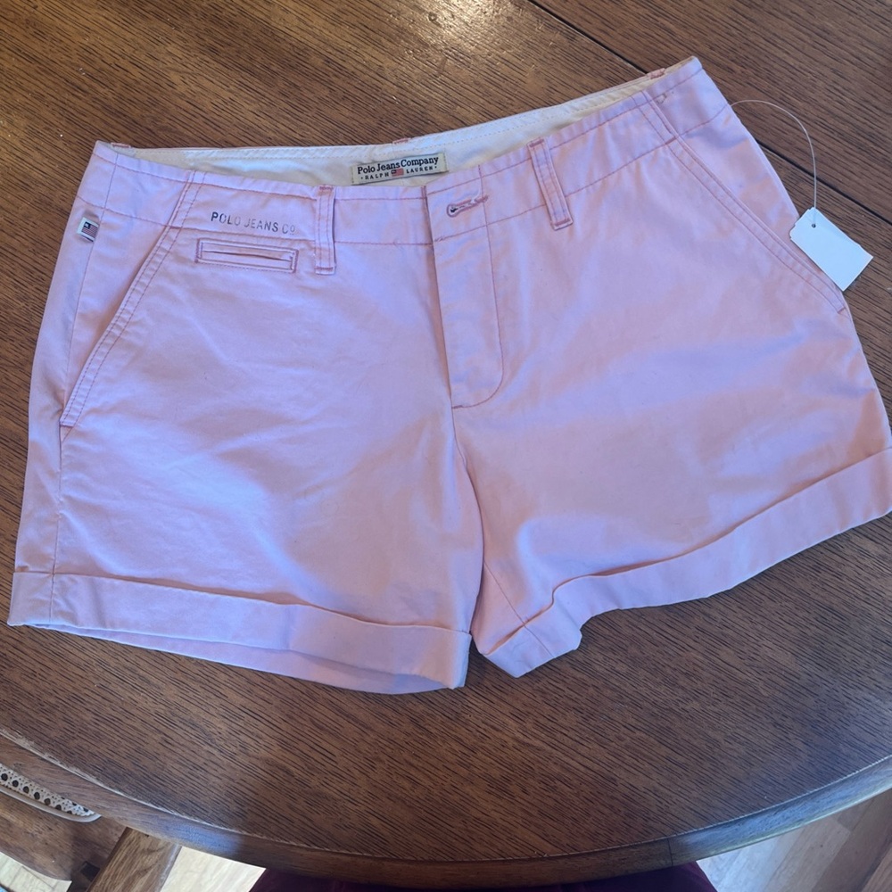 NWT Ralph Lauren Pink Shorts 6 cuffed all cotton, 3 button closure